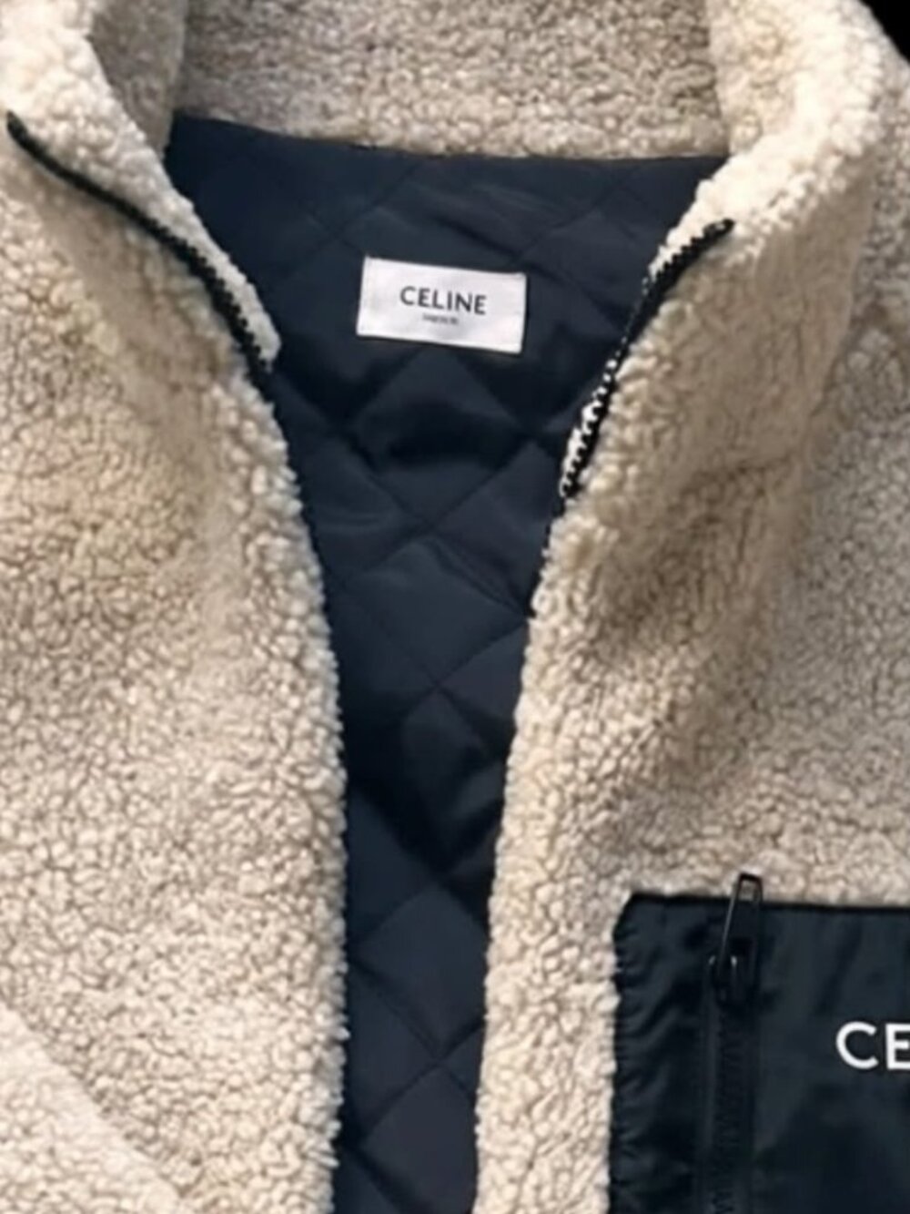 CELINE Beige Fleece Jacket – Men’s Full-Zip